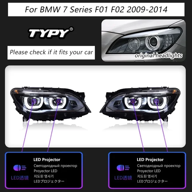 Car Headlights For F02 2009-2014 740i 730i 735i LED Bifocal Lens