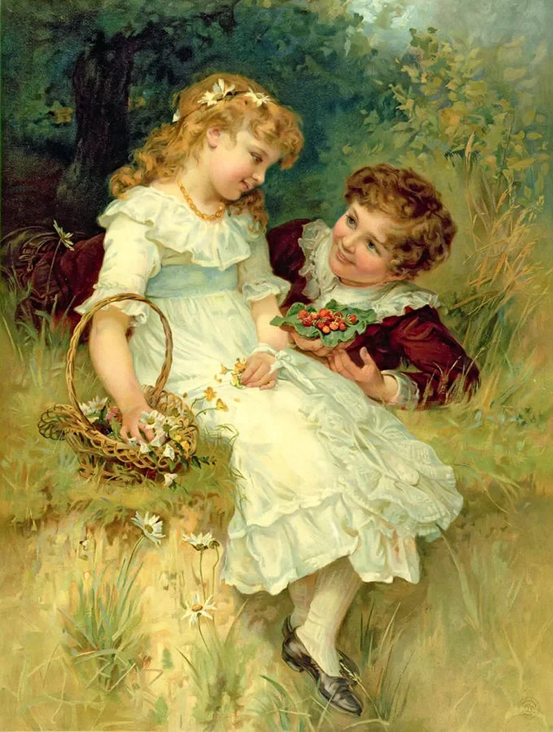 

Girls and boys chat, Art Picture Print Silk Poster Living Room Decor ,Home Wall