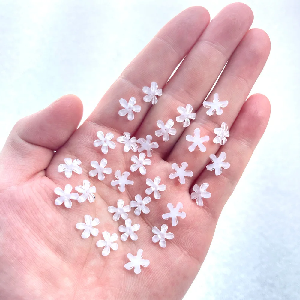 100Pcs New Stereo Tulip 5 Petal Resin Nail Charms 10mm Transparent Flower Ornaments For DIY Manicure Nail Art Making
