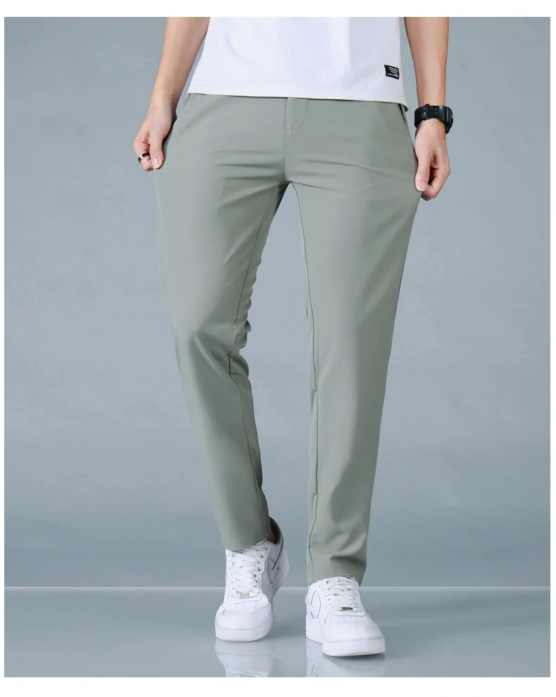 Herren Freizeithosen Korea Mode Sommer Slim Fit Hosen Hochwertige Elastische Taille Gerade Golf Sporthosen Herrenbekleidung – Detail 11