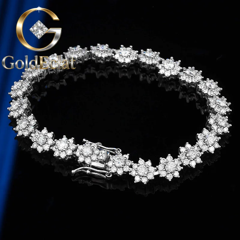 

GoldEclat Luxury Solid Platinum PT950 Bamang Star Bracelet Moissanite Diamond Bracelet Women's Full Diamond Bracelet