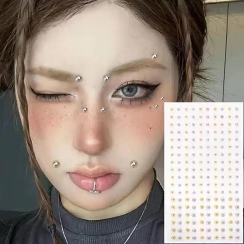 58-180pcs Set Non Piercing Lip Nails Sticker Selfadhesive Reusable Fake Lip Nail Eyebrow Nose Ring Body Belly Button Jewelry