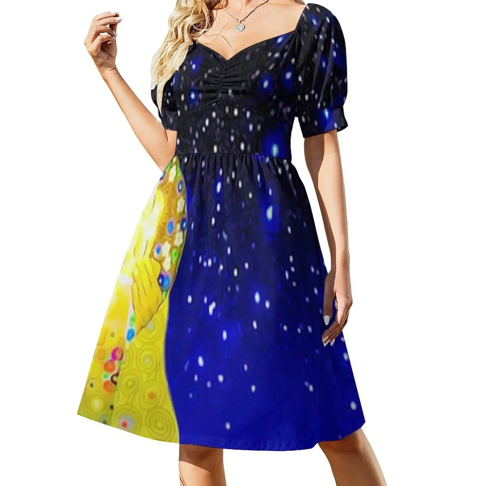 

The kiss or Gustav Klimt. Short-Sleeved Dress summer clothes for women Elegant gowns Dress