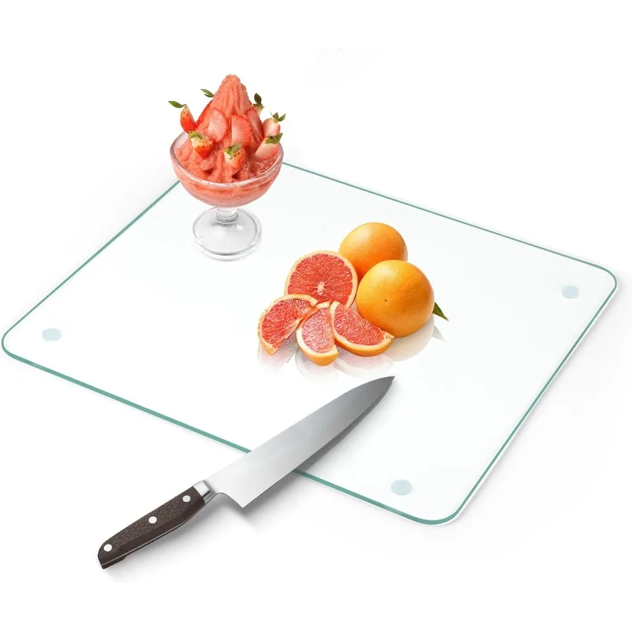 

Tempered Glass Cutting Board for Kitchen Counter Clear Cutting Board for Countertop with Rubber Feet Heat Scratch Shatter Resis