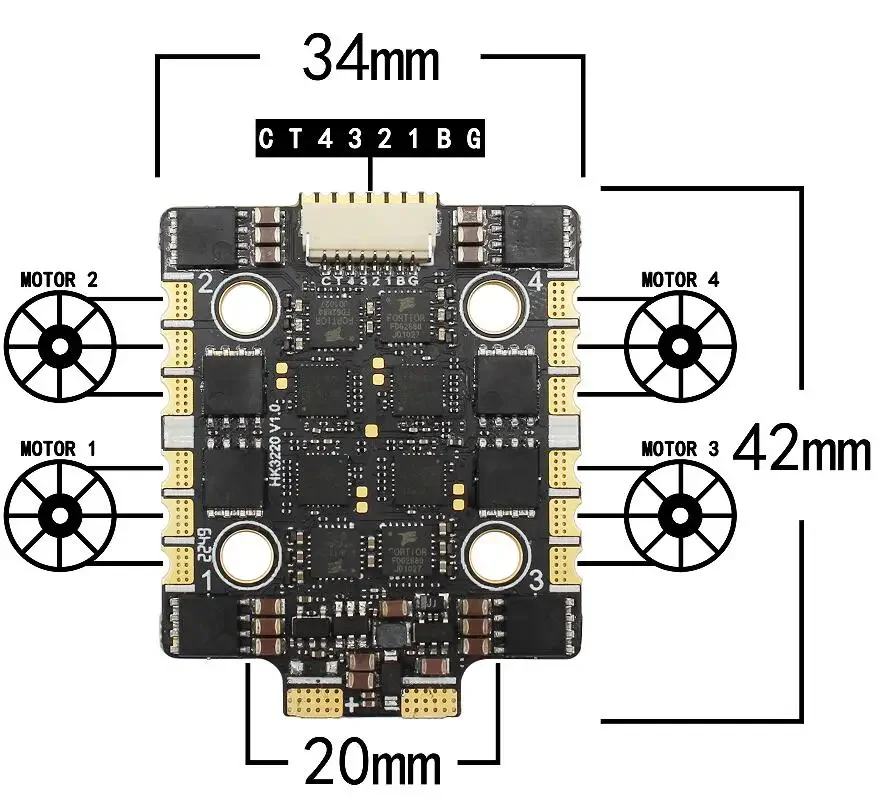 2-6S Lipo KM55 KM60 ESC 55A 60A BL32 Turbo BLHELI_32 20x20mm speed controller for F7 F722 F4 F405 mini flight controller stack