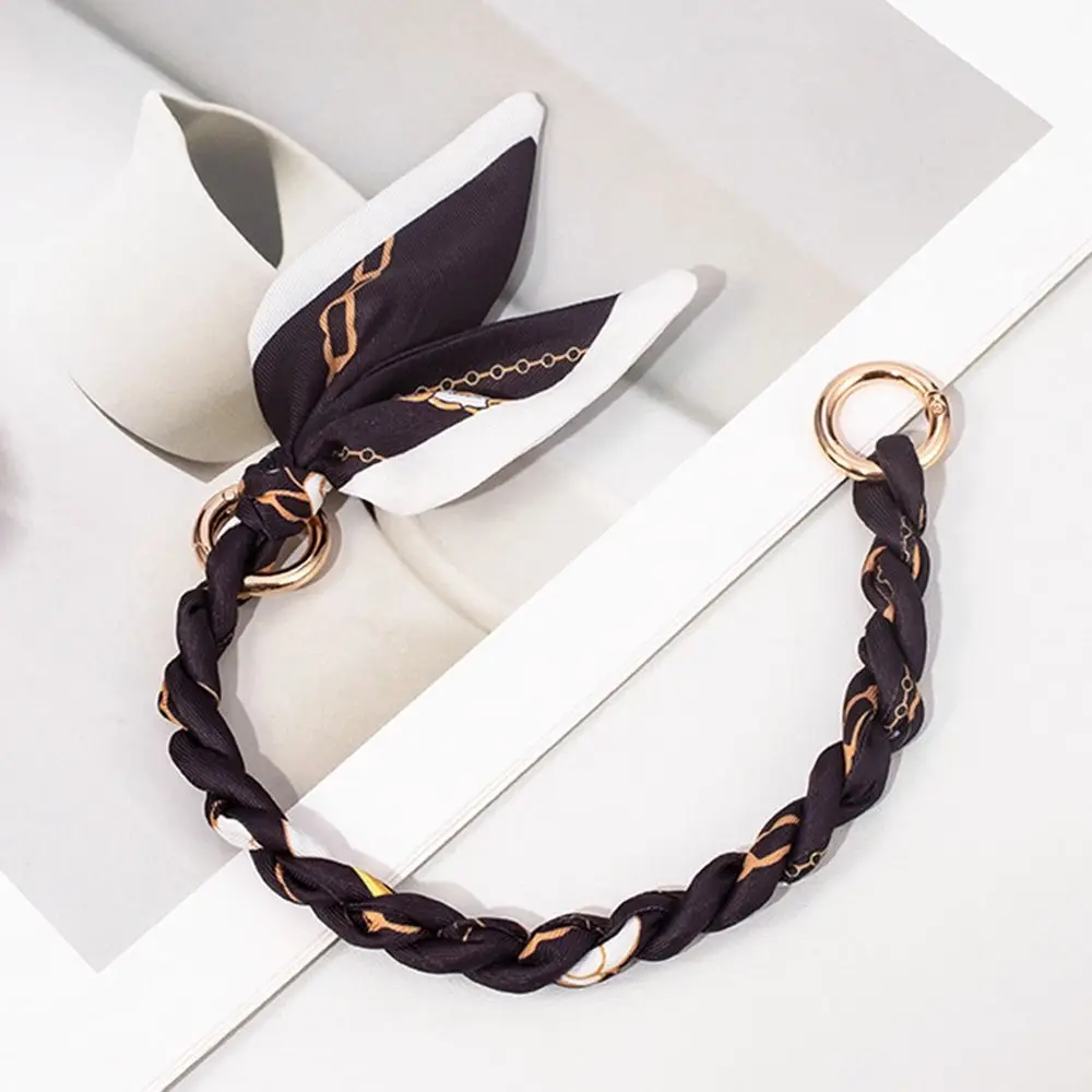 Silk Scarf Ribbon Handbag Strap Chain Fashion Scarf Metal Chain Handle Bag Decor Bow Multi-function Ribbon Handbag Accessories