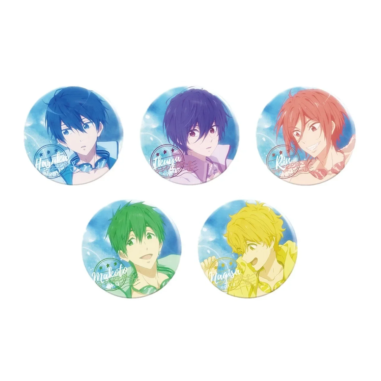 Anime Metal Round Brooches Nanase Haruka Rin Matsuoka Tachibana Makoto Figure Badge Personality Accessories Anime Peripherals