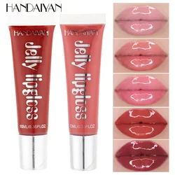 Handaiyan-brillo de labios de gelatina hidratante, brillo de labios duradero, Nude lápiz labial rojo, líquido impermeable, maquillaje de brillo de labios