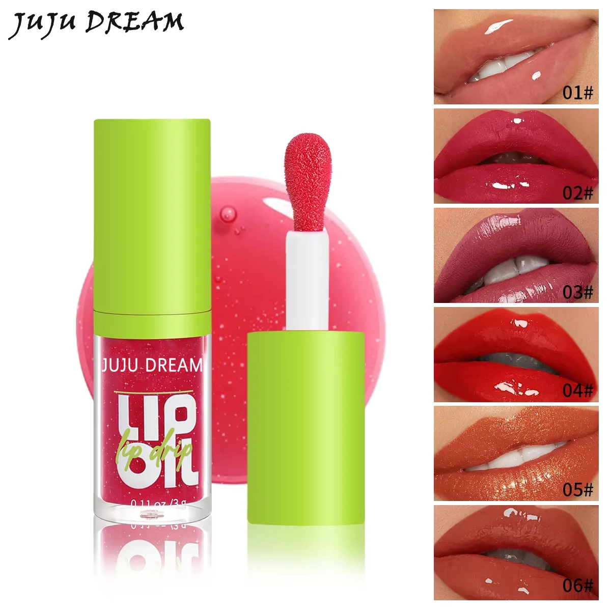 Błyszczyk do ust Wodoodporny Długotrwały Nawilżający Nieprzywierający do kubka Nieblaknący Płynny Zielony Opakowanie Błyszczyk Kosmetyki