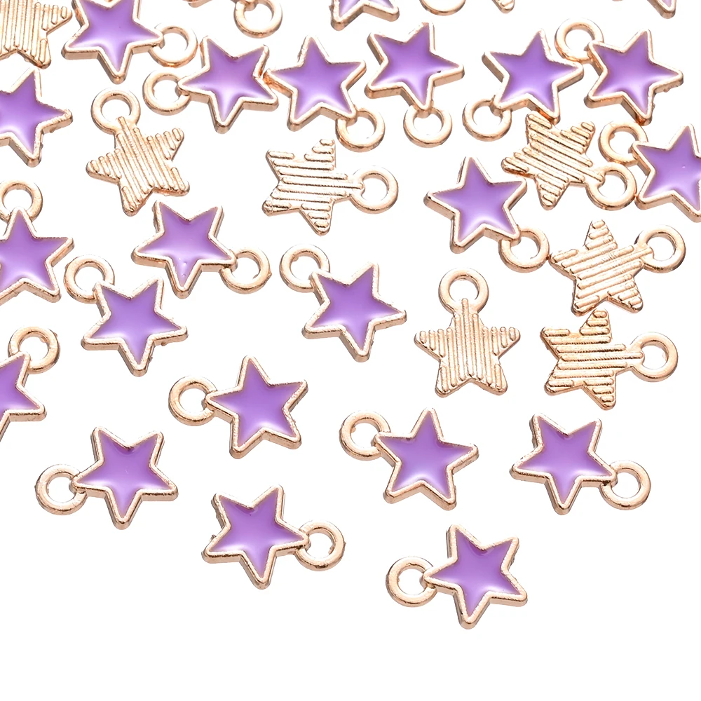 10/50pcs Multicolor Alloy Enamel Star Charms for DIY Jewellery