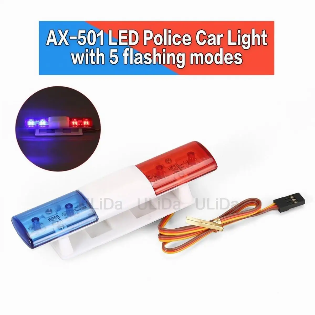 Rotating Flashing LED Police RC Car Lights Lamp AX-501 for 1:10 1/8 HSP Traxxas TAMIYA CC01 Axial SCX10 D90 RC Cars