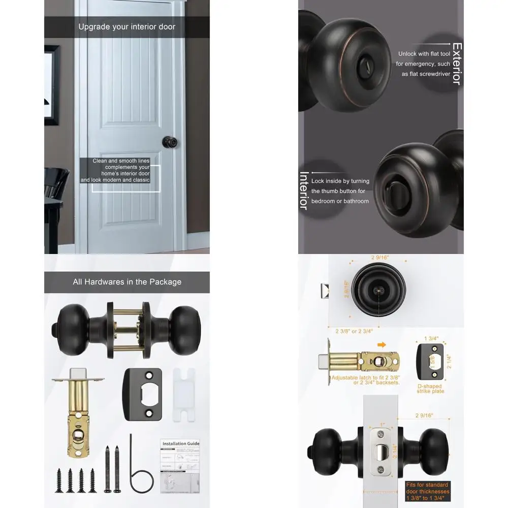 

Набор из 8 дверных ручек из бронзы с эффектом масляной отделки для межкомнатных дверей, для использования в спальнях и комнатах с функцией приватности