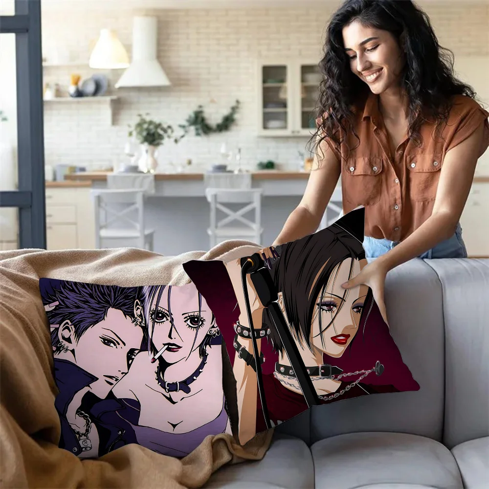 Nana Anime Pillow Covers Cartoon Sofa Decorative Home Double-sided Printing Short Plush Cute Cushion Cover