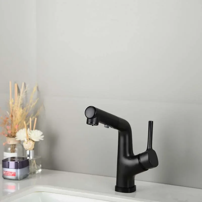 Bathroom Accessories: Black Gold Pull-out Showerhead, Expandable Hot and Cold Single Hole Faucet