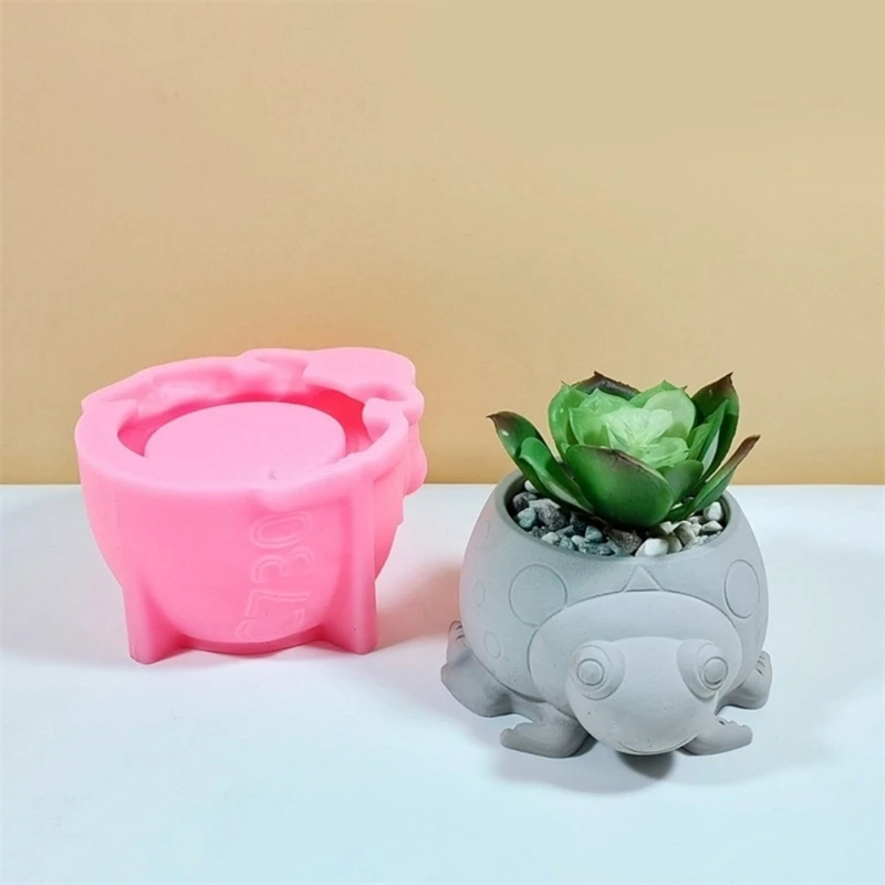 DIY Lovely Turtle Shape Flowerpot Silicone Mold Desktop Decoration Ornament Pen Holder Vase Succulent Plant Flower Pot Mould