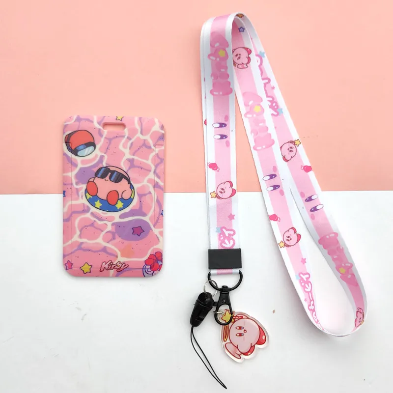 Cartoon Star Figure Fashion Bus Meal Card Holder Lanyard Student ID Credit Card Cover Keychain Accessories Pendant Kids Gift