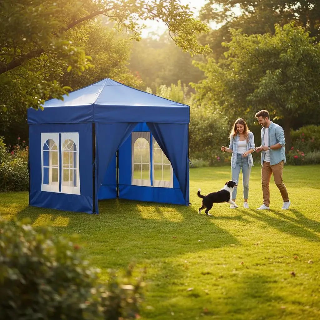 Faltbare Partyzelt mit Wänden, Blau, 2x2 m – Detail 1