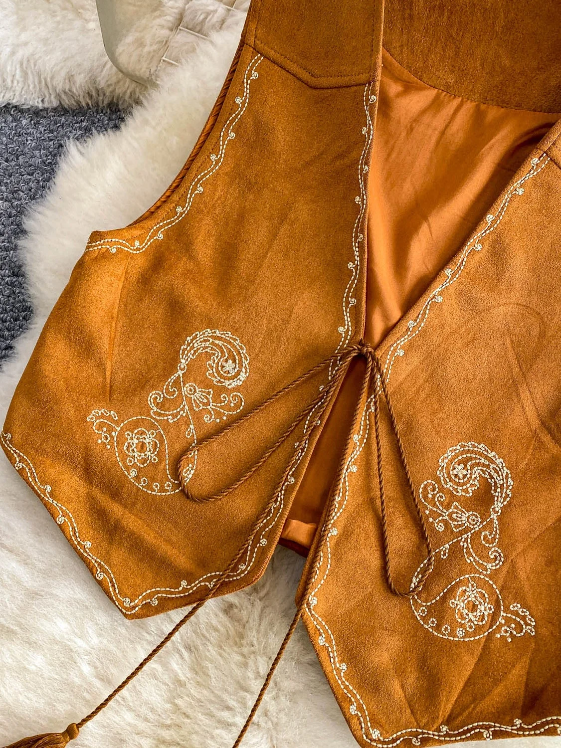 Retro geborduurd V-Ne ort Sve damesvest slim fit kunstleer top etnische sle knoop taille ontwerp woon-werkkleding