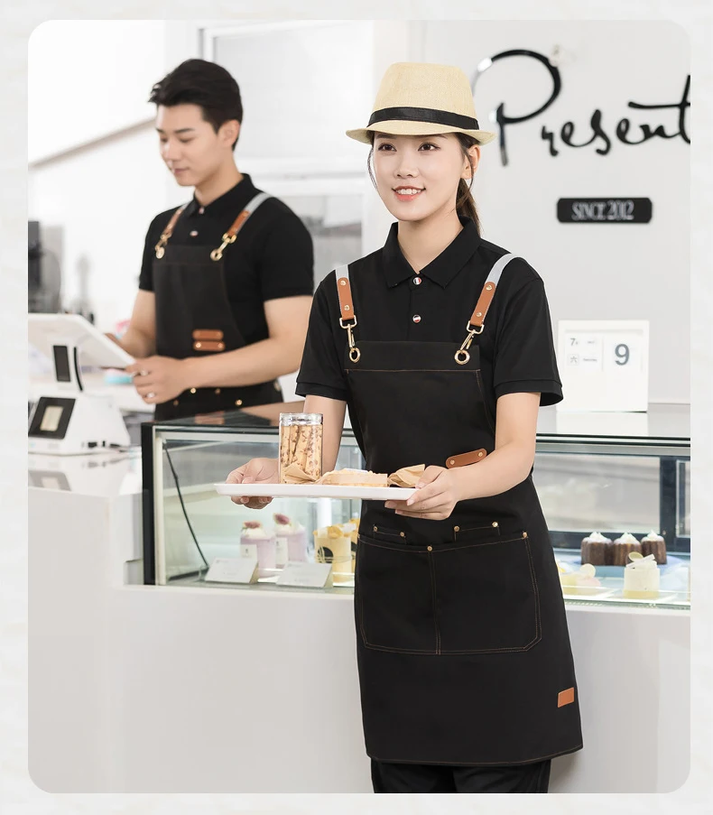 2025 Custom Apron Logo Design Work Waiter Apron Waterproof Bubble Cafe BBQ Shop Nail Salon Man Women Kitchen Apron Personalized
