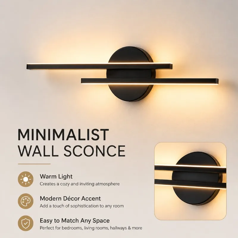 55cm 71cm Modern Double Linear LED Wall Lamp Dimmable Remote Control for Bedroom Hotel Background Wall Decorative Wall Lamp