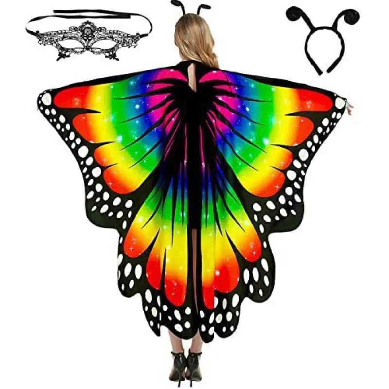 Halloween Butterfly Wings Costume, Performance Costume, Gradient Butterfly Cloak, Cosplay Suit, Fancy Party Cape for Adlut