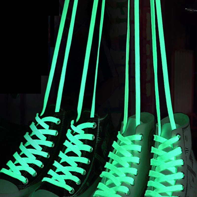 1 Pair Luminous Shoelaces Flat Sneakers Canvas Sports Shoes Unisex Glowing Fluorescent Reflective Shoes Laces Accessories 120cm