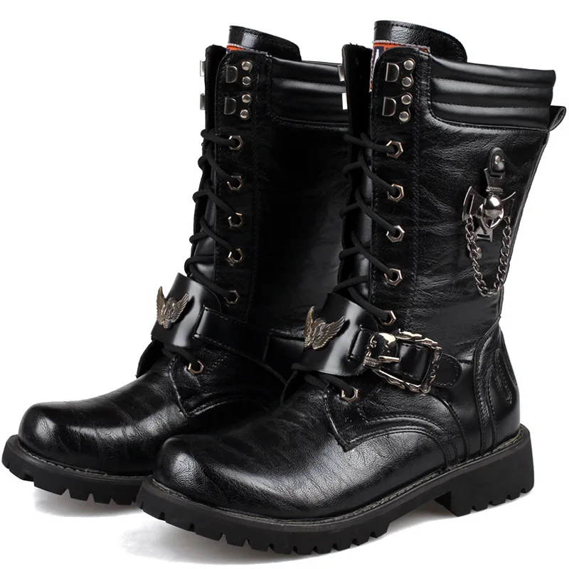 Męskie modne buty motocyklowe buty wojskowe do połowy łydki gotyckie buty punkowe buty męskie trampki buty Casual