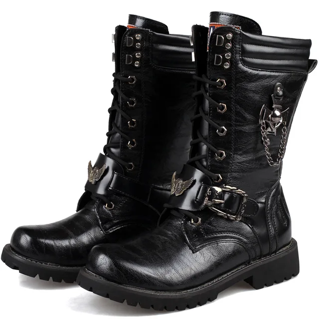 Męskie modne buty motocyklowe buty wojskowe do połowy łydki gotyckie buty punkowe buty męskie trampki buty Casual