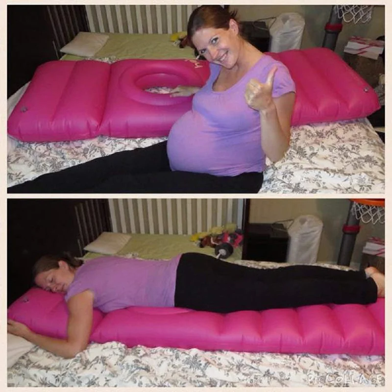 Colchoneta de Yoga de maternidad inflable, colchón de embarazo con un agujero para tumbarse en el estómago, suave, cómodo, protector