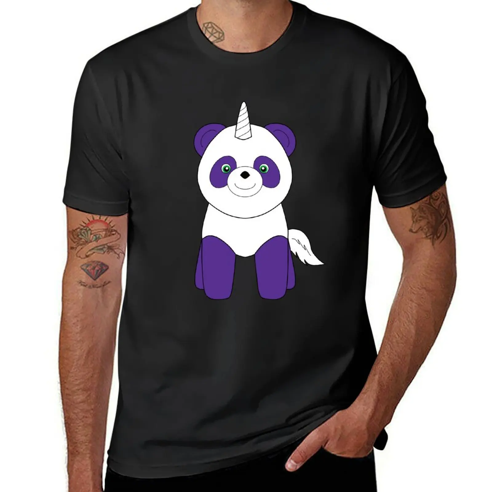 Purple Pandicorn: unicorn panda T-Shirt cute tops plus size tops men graphic t shirts