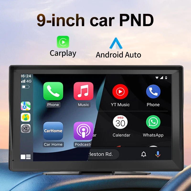 9 Inch Touch Screen Wireless Carplay for Android Auto Portable Multimedia Player With Sunshade Car Audio Car Stereo Mirror Link