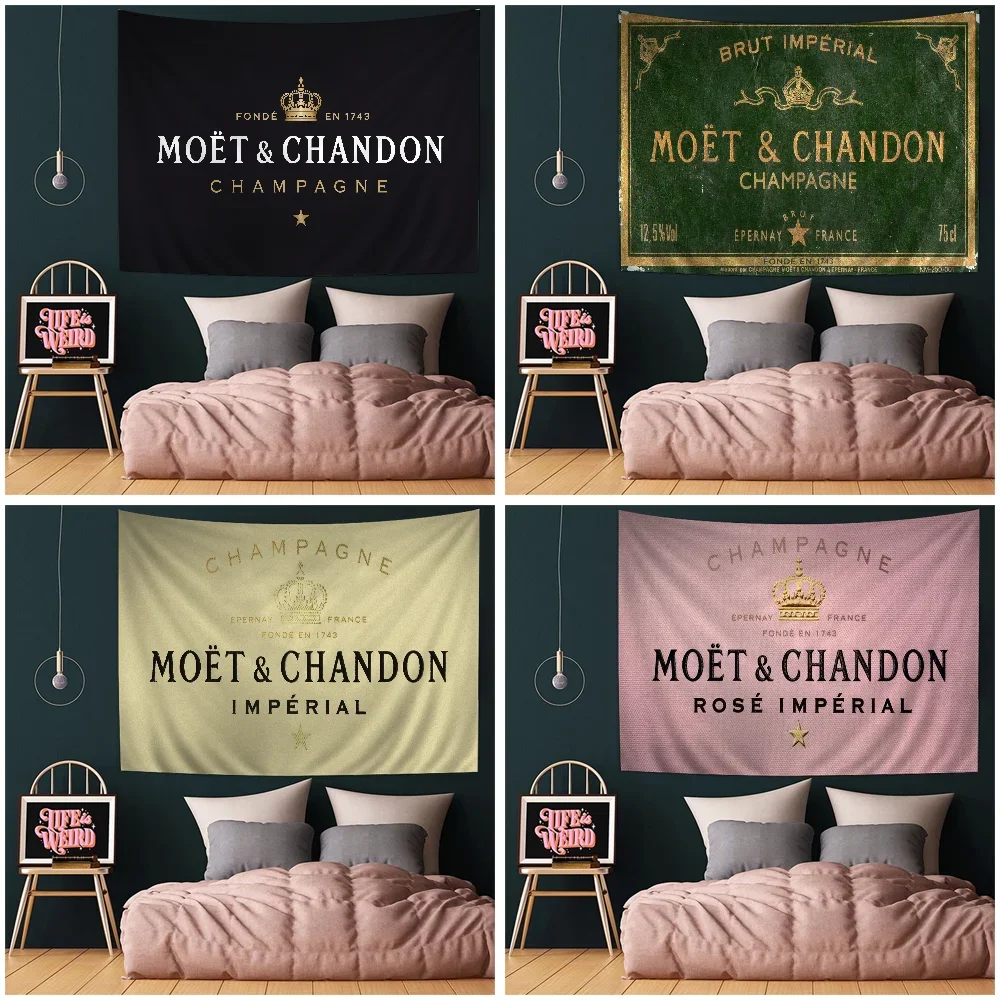 Champagne M-Moet &Chandon Cartoon Tapestry Wall Hanging Decoration Household Home Decor