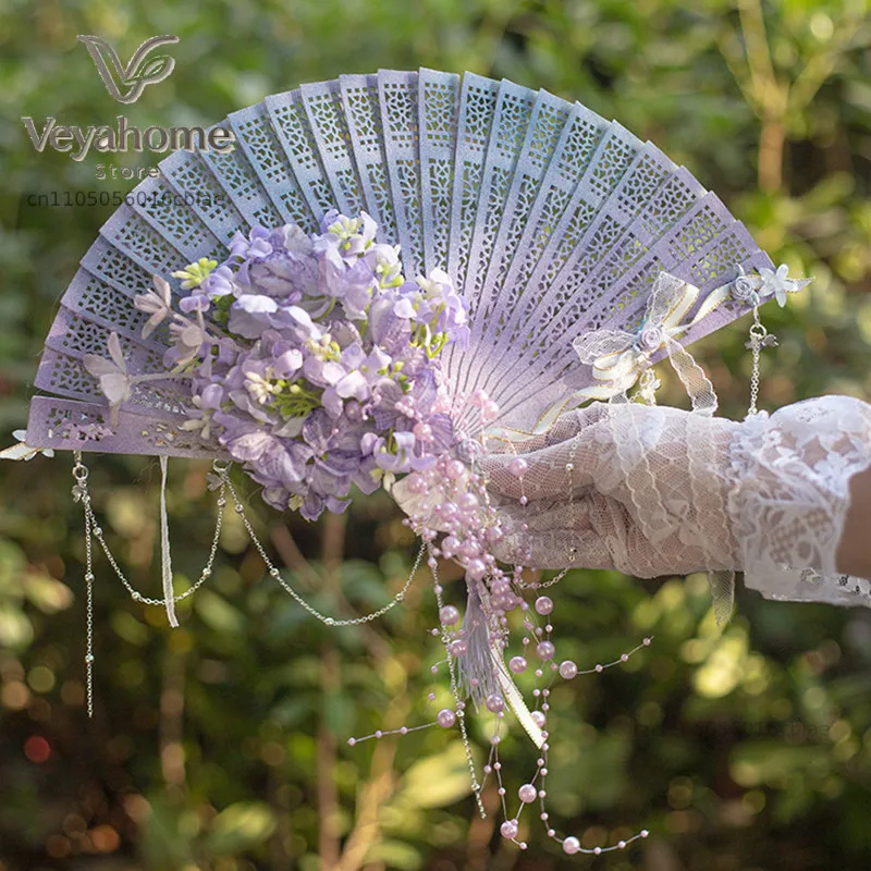 Falling rain wisteria four-hour flower hexagram handmade cla series Hanyang eclectic lo fan photography props