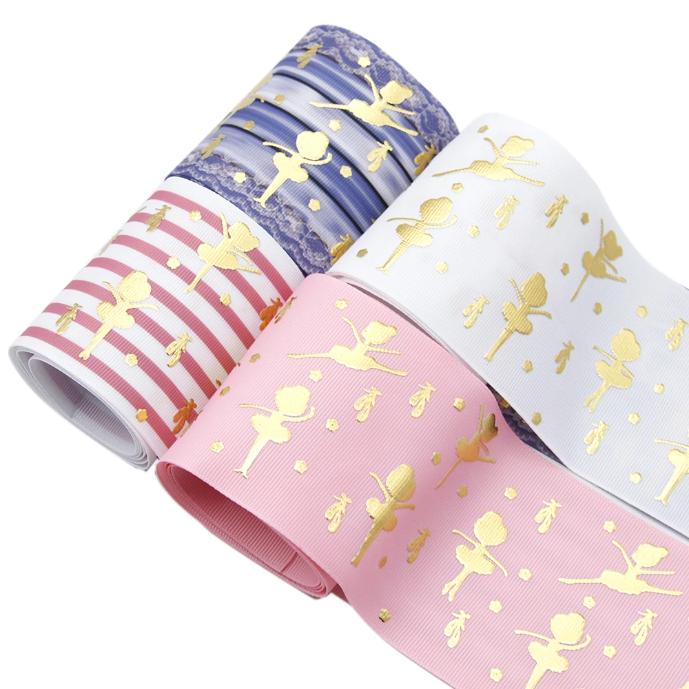 1 Rollo, Cinta de Grosgrain a Rayas de Ballet de 3 Pulgadas/75 mm X 5 Yardas/rollo