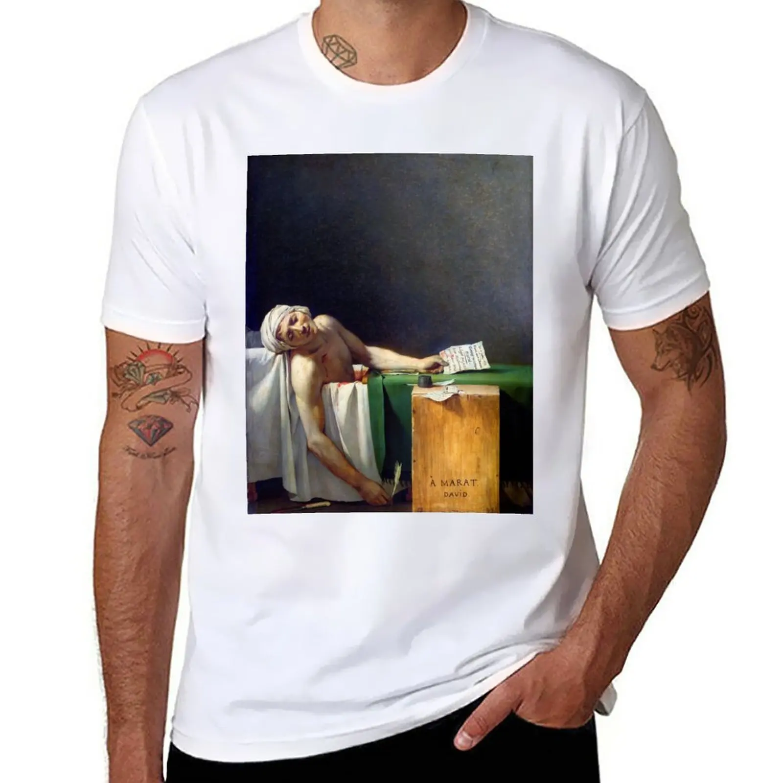 New The Death of Marat by Jacques-Louis David T-Shirt Short sleeve custom t shirts mens t shirts casual stylish