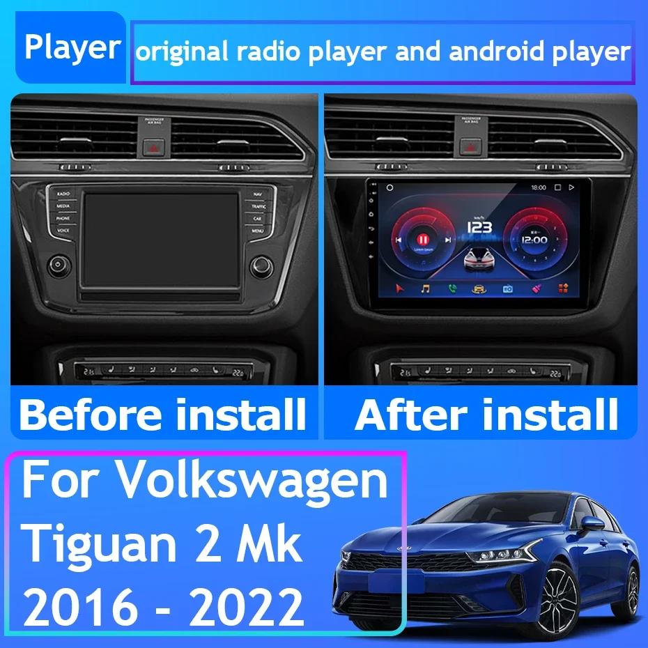 

For Volkswagen Tiguan 2 Mk 2016 - 2022 Car Radio Carplay GPS Navigation Android Auto 5G Wifi Stereo Video No 2din DVD