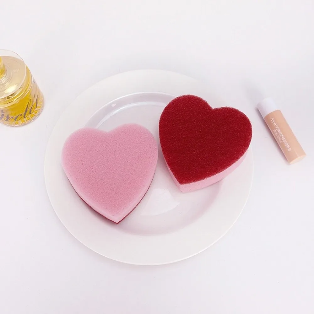 3/5/10pcs Heart Shaped Kitchen Scrub Sponges Absorbent Non-Scratch Surface Dish Sponges Durable Effortless Cleaning