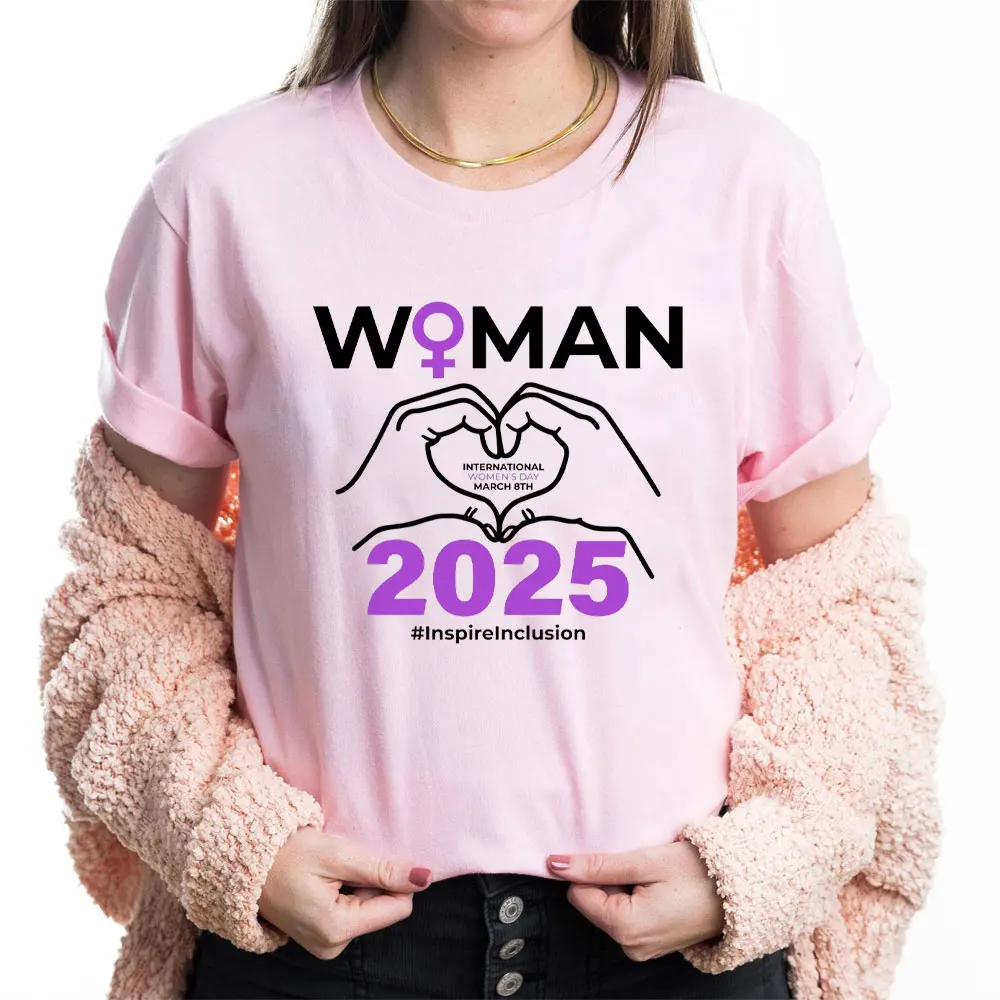 International Women's Day 2025 TShirt Women's Day Tee Inspire Inclusion Shirt March 8 T-Shirt Love Hands Tops Woman Day Gift