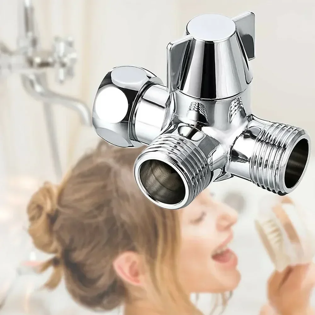 

3 Way Water Separator Shower Adjustable Shower Head Diverter Valve T-Adapter Brass Diverter Valve Bathroom Accessories Useful ho