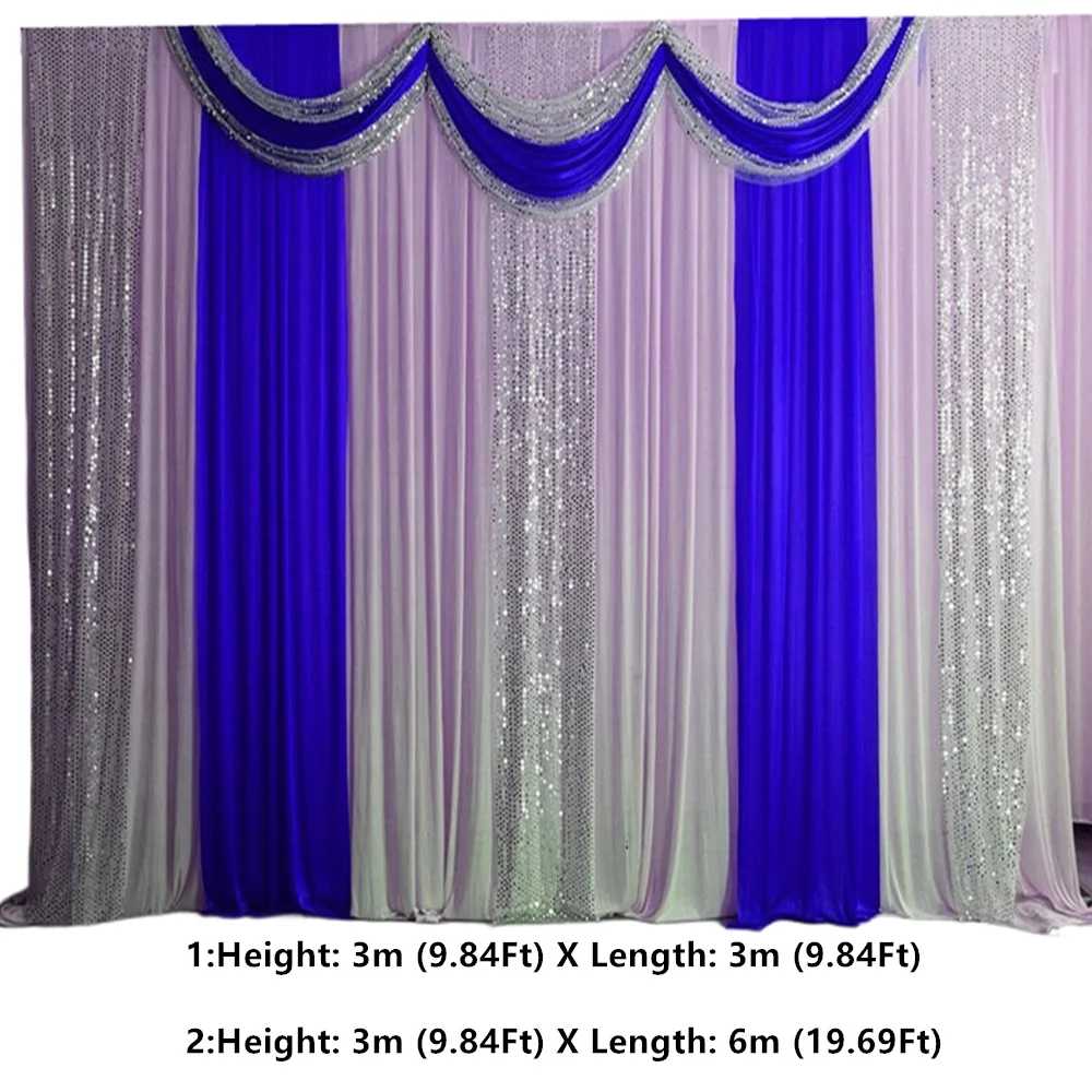 

3Mx6M Backdrop With Swag for Wedding and Paryt Backcloth Party Curtain Wedding Party Stage Background