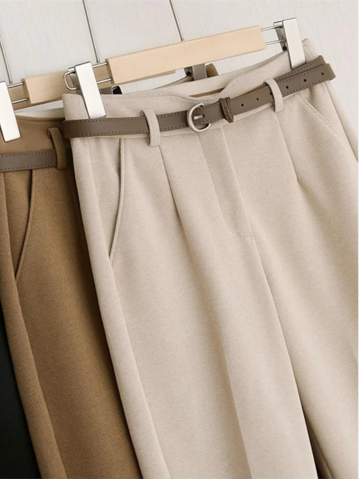 بنطلون نسائي كاجوال عالي الخصر سميك للخريف والشتاء، بنطلون صوفي بطول تسعة أرباع، بنطلون أنبوبي من ماركة مميزة #3