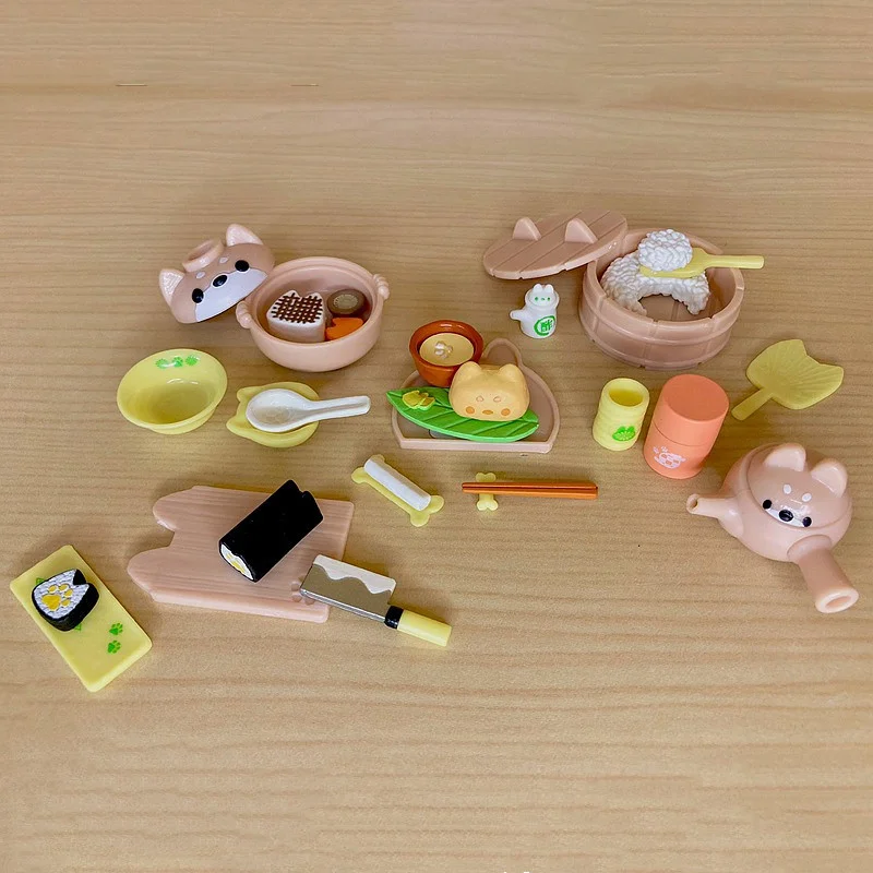 Tarlin Kawaii niedlichen Gashapon Figur Anime Mini Shiba Inu Küche Dampfer Teekanne Sushi Miniatur Artikel Kapsel Spielzeug Jungen Mädchen Geschenk