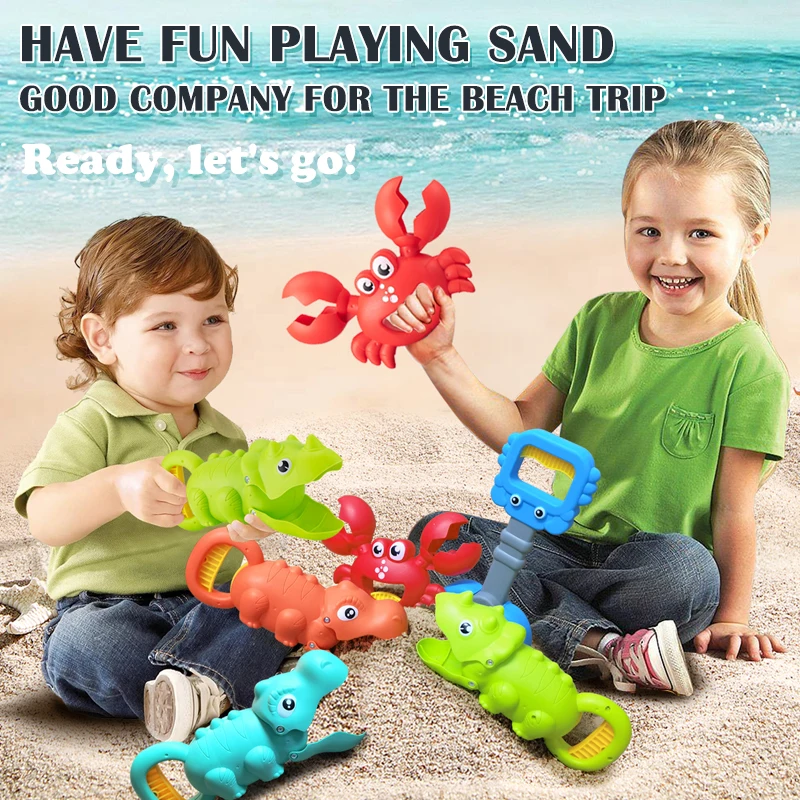 Children's beach toy, lobster, dinosaur toy clip, male and female crab foot pliers, robotic arm, beach dredging shovel set