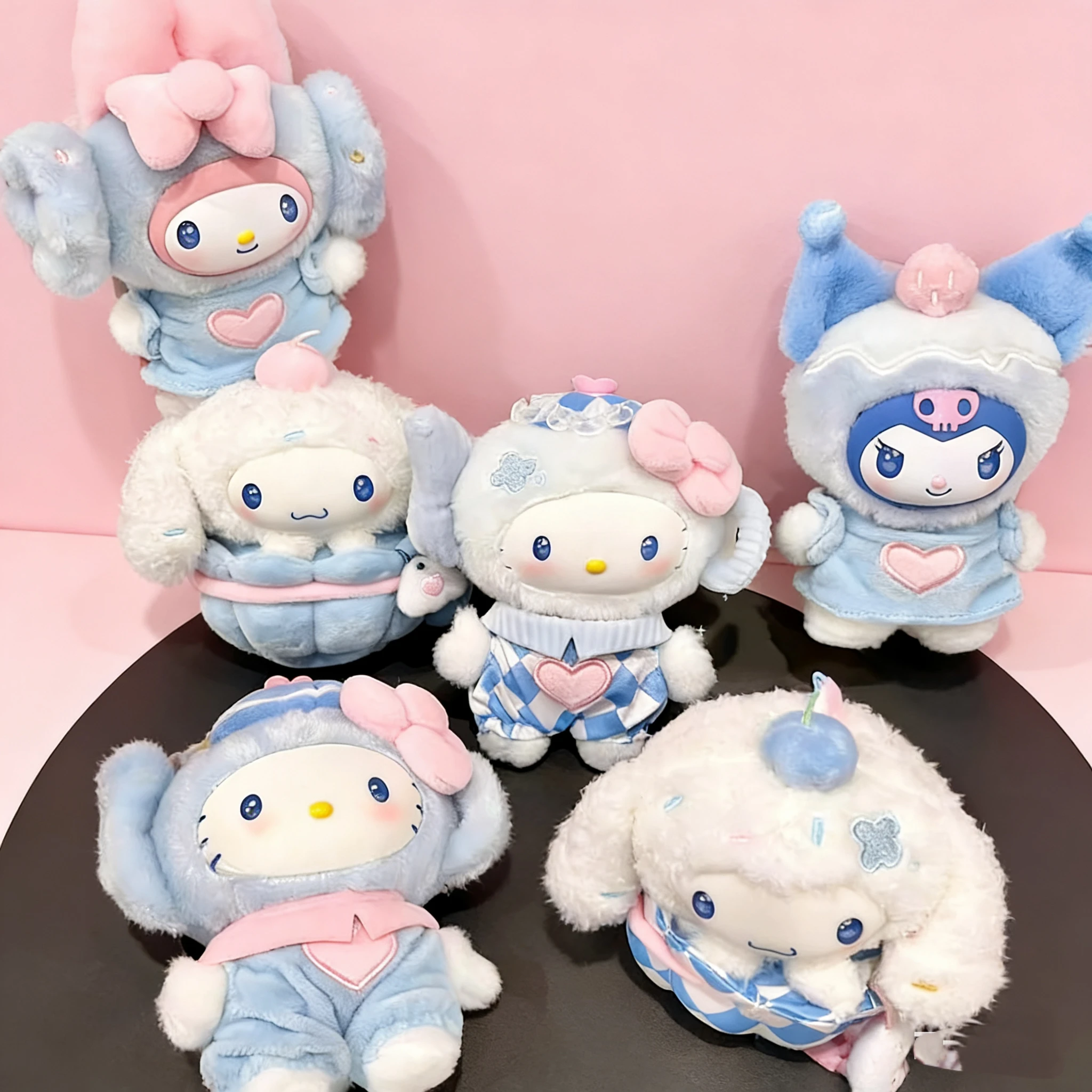 

6pcs Hello Kitty Sanrio Fox Island & Blue Flutter Vinyl Plush Blind Box Cute Cartoon Kuromi Pendants Girl Bag Toy Gifts