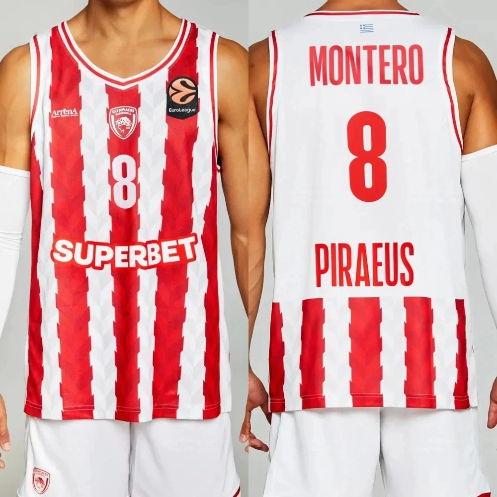 2627 New Olympiacos European League Basketball Vest 3D Quick Drying Casual Sports Men's T-shirt