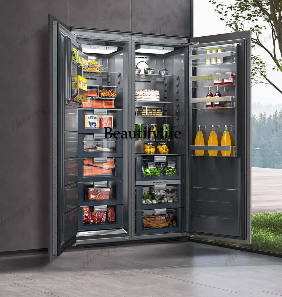 New 528L American-Style Side-by-Side Refrigerator-Freezer Full Integrated Ultra-Thin Recessed Plastic Energy Hotel Household