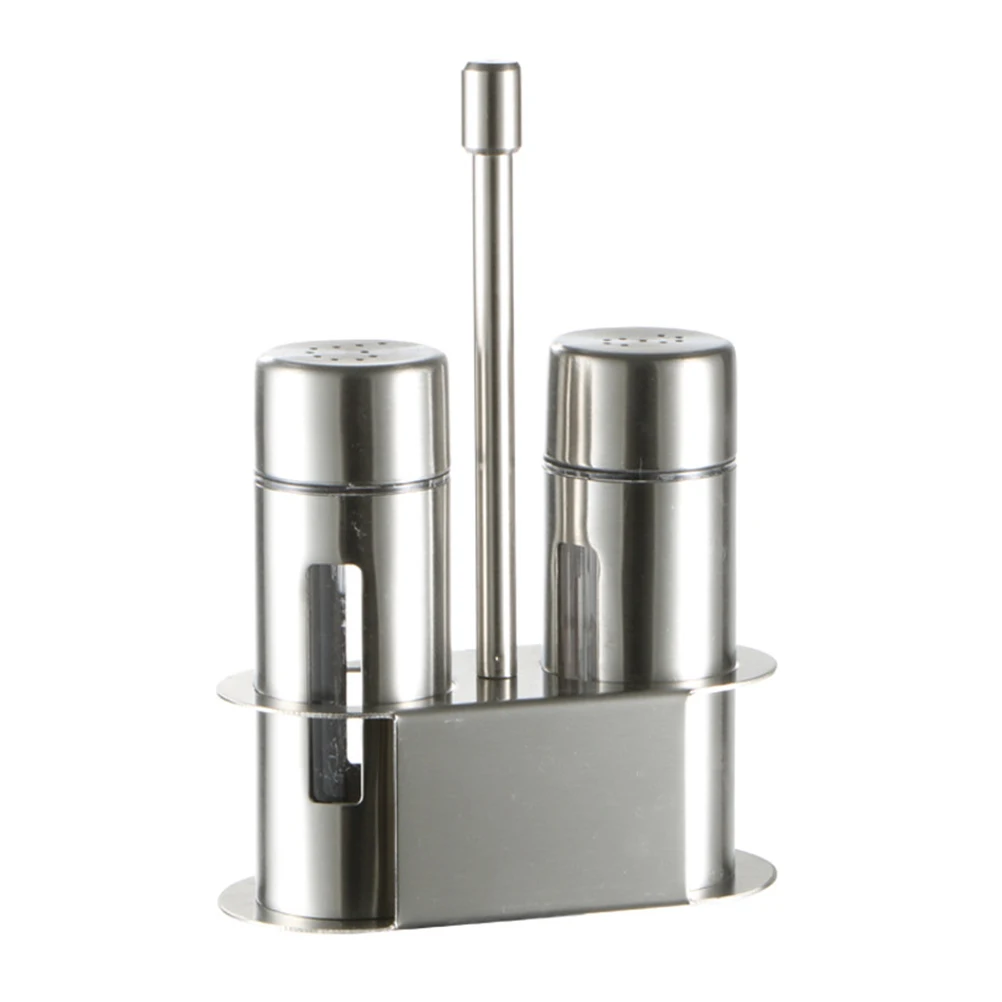 

2-Piece Stainless Steel Spice Jars Set Large Seasoning Container Salt Pepper Kitchen Storage Organizer Condiment Holder