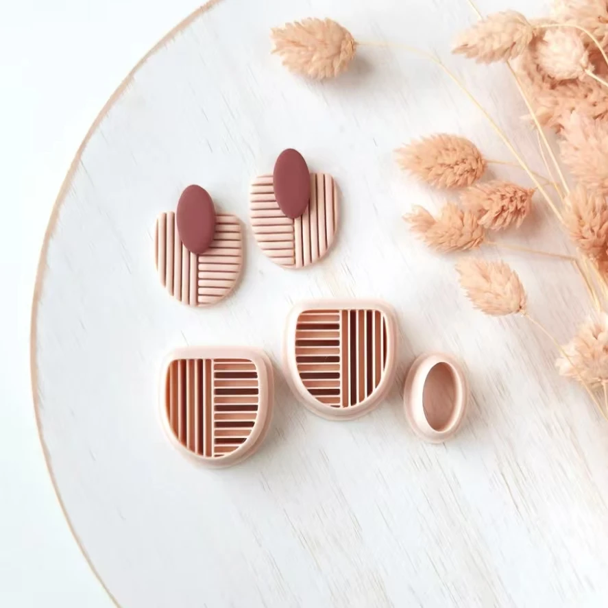 Polymer clay shape cutter mirrored set , abstract modern earring moulds, sharp 3D printed mould | clay jewellery supplies