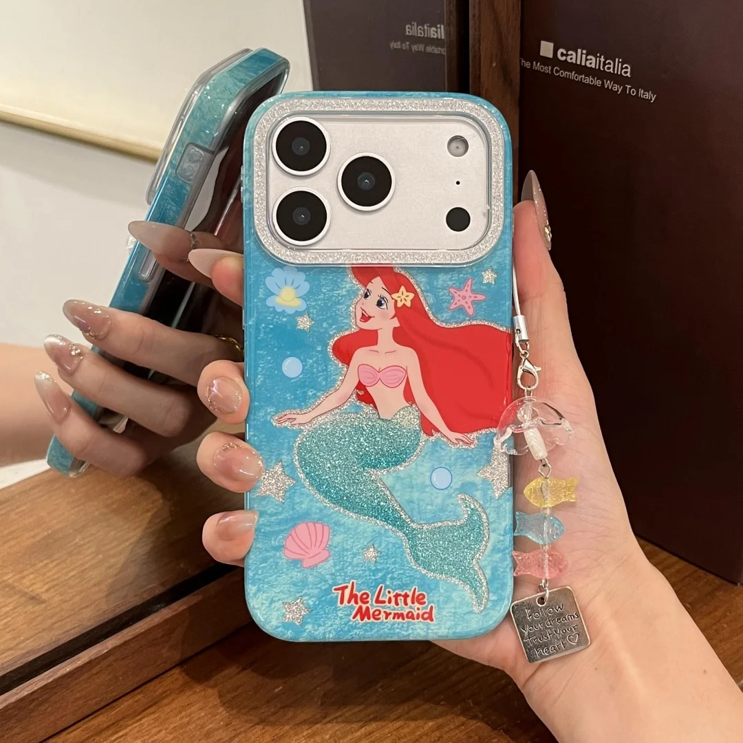 

The Little Mermaid Princess Phone Case For iPhone 17 16 15 14 13 Pro Max 16 Plus Fashion Dreamy INS Glittering Girl Gift