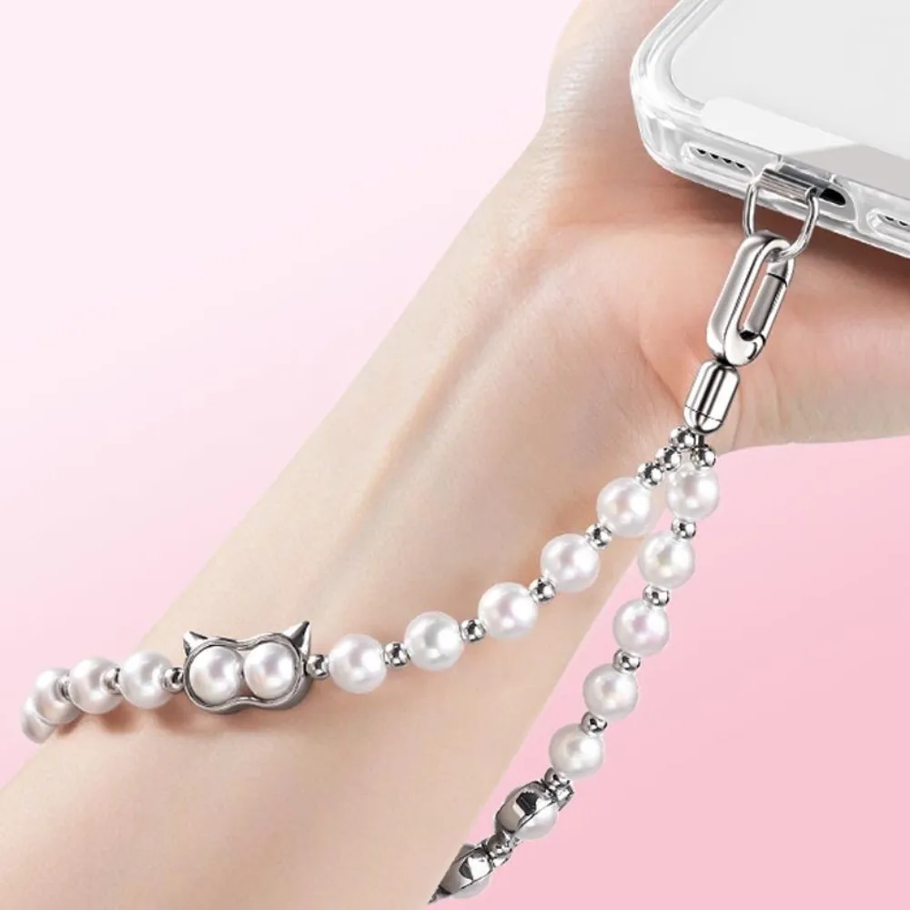 

Модный ремешок для телефона с кошачьей головой и бисером, ремешок в форме сердца, цепочка для мобильного телефона, ручная работа, защита от потери, подвеска для мобильного телефона для девочек и женщин